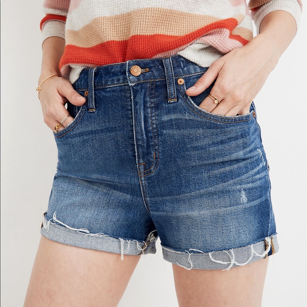 Madewell High-Rise Denim Shorts cut off